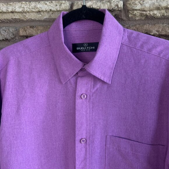 Bugatchi Uomo Men's Vintage Purple Modal Blend Long Sleeve Shirt Size Medium - Picture 6 of 8